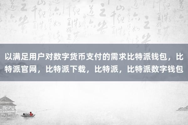 以满足用户对数字货币支付的需求比特派钱包，比特派官网，比特派下载，比特派，比特派数字钱包