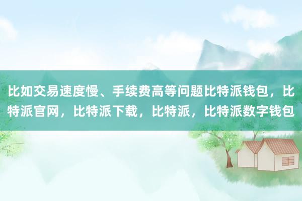 比如交易速度慢、手续费高等问题比特派钱包，比特派官网，比特派下载，比特派，比特派数字钱包