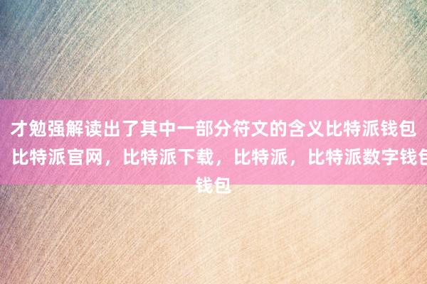 才勉强解读出了其中一部分符文的含义比特派钱包，比特派官网，比特派下载，比特派，比特派数字钱包